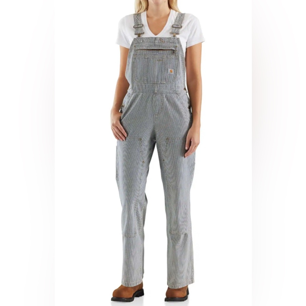 Carhartt WOMEN'S RELAXED FIT DENIM RAILROAD STRIPE BIB OVERALL